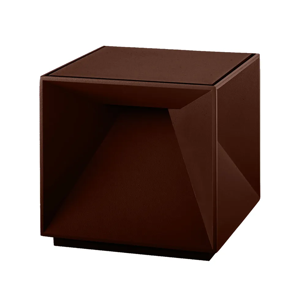 Red Deco Cubox Mini Corten lampe table LED H8cm