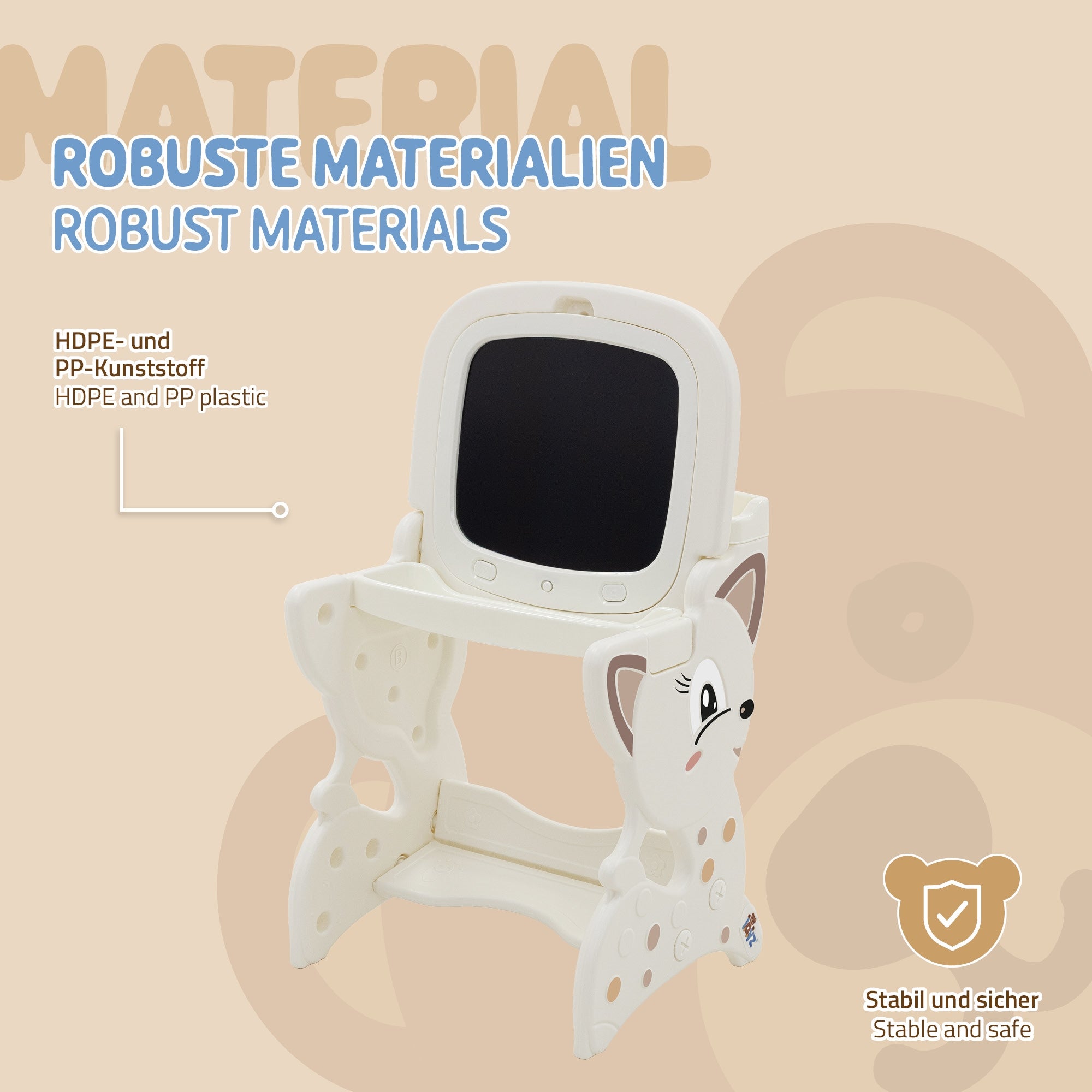 Joyz table enfant 3 en 1 blanche avec tabouret et accessoires