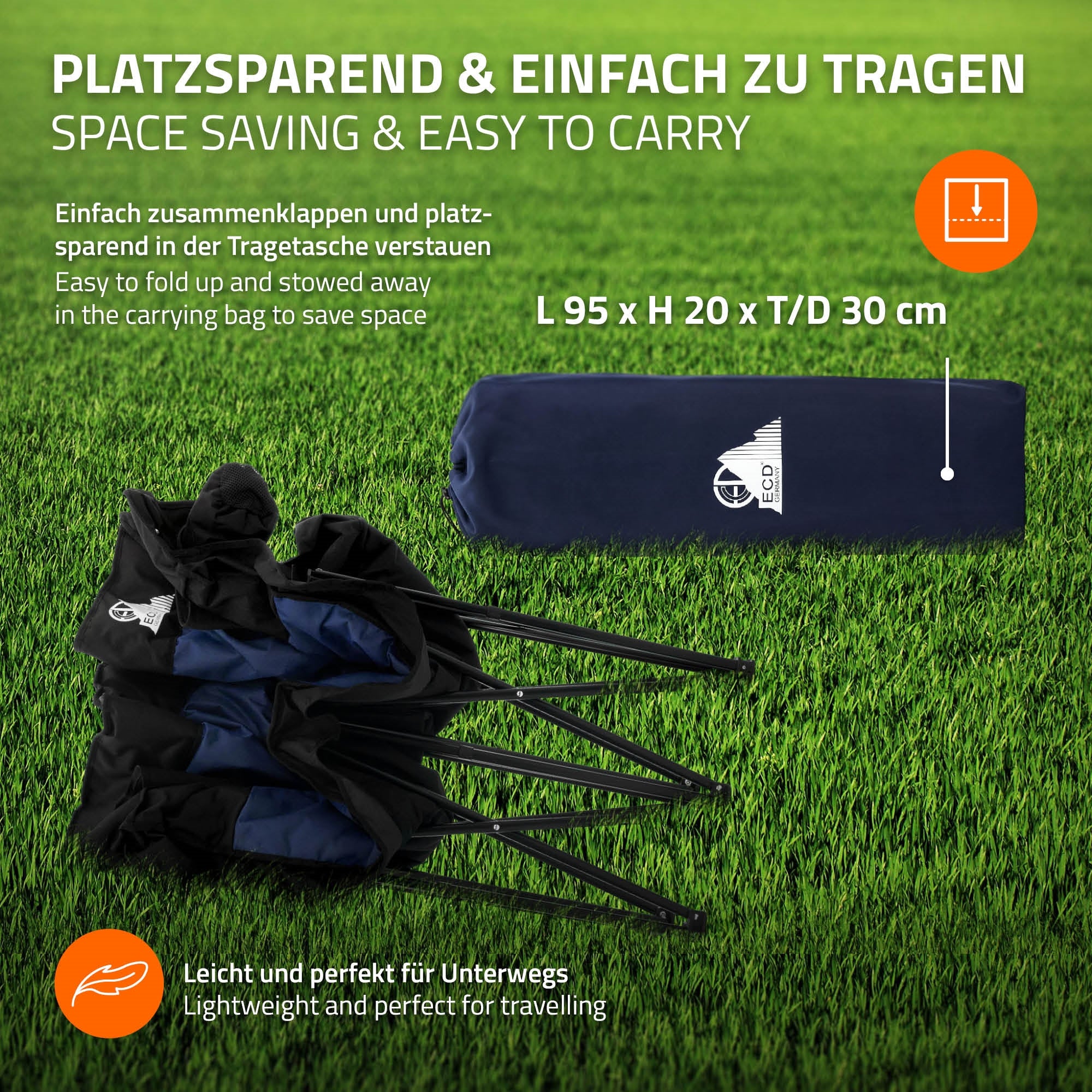 ECD Germany Chaise camping double bleue 2 places 200kg