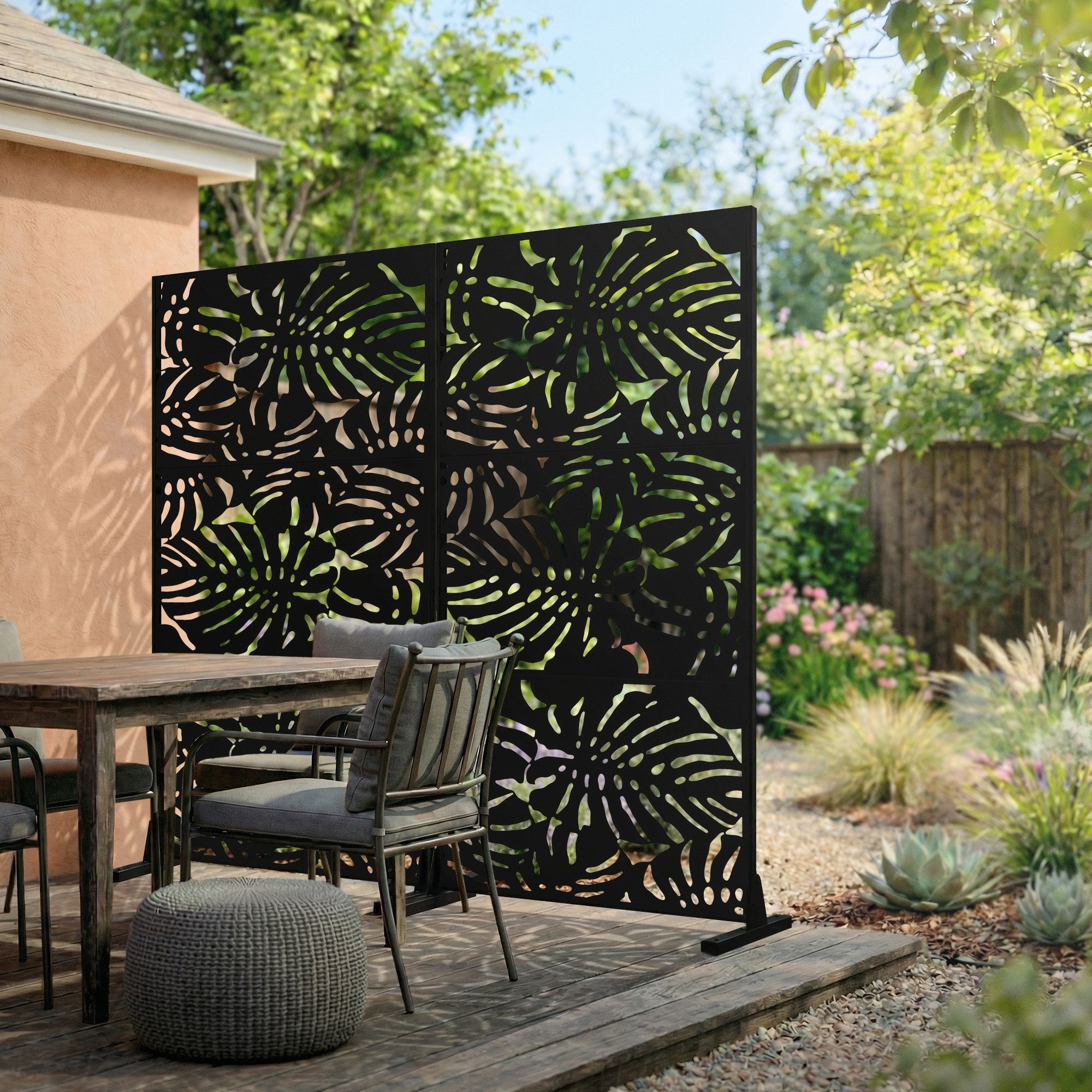 ECD Germany Roma paravent métal noir 90x180 cm 3 panneaux