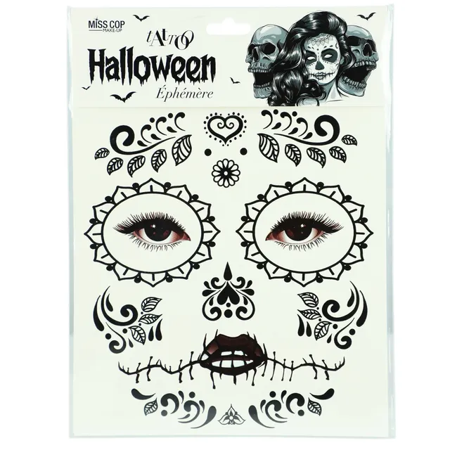 Stokomani Beauté tatouage éphémère visage Halloween noir
