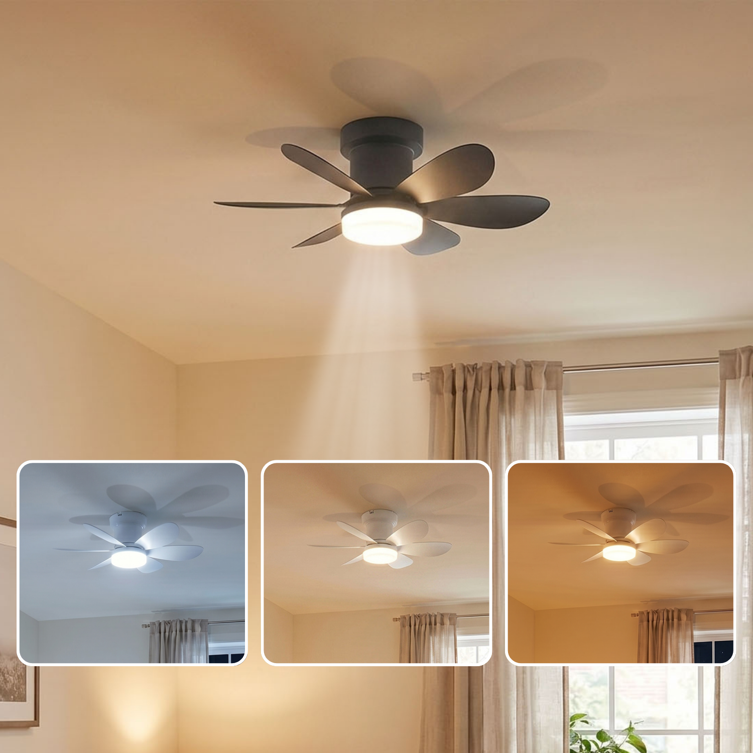 Red Deco Mistral ventilateur plafond 52cm LED noir télécommande