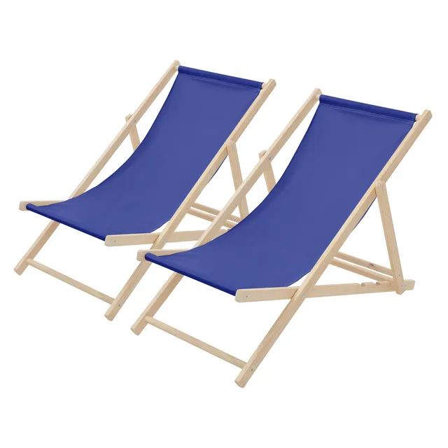 ECD Germany Sport & Freizeit Transat bois bleu marine lot de 2