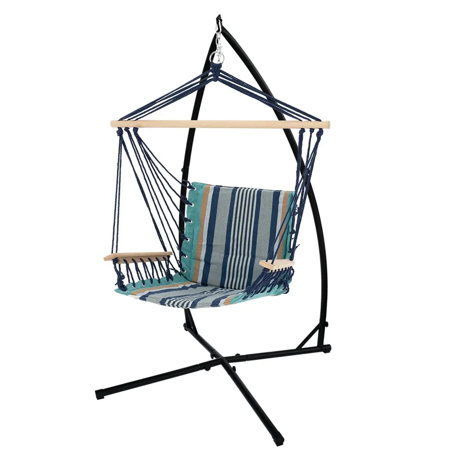ECD Germany Fauteuil suspendu coton multicolore avec support