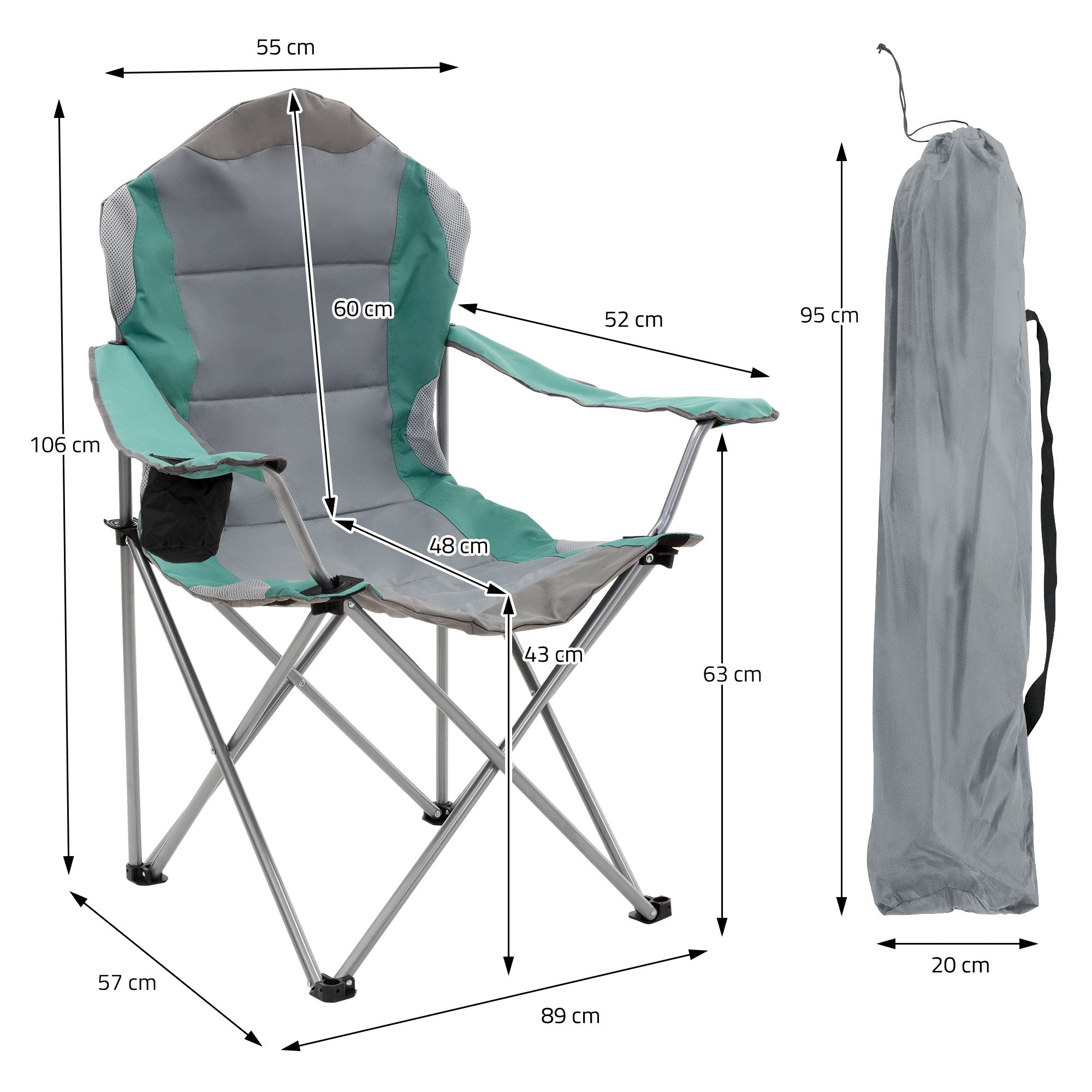 ECD Germany Sport chaise camping pliable turquoise lot de 2
