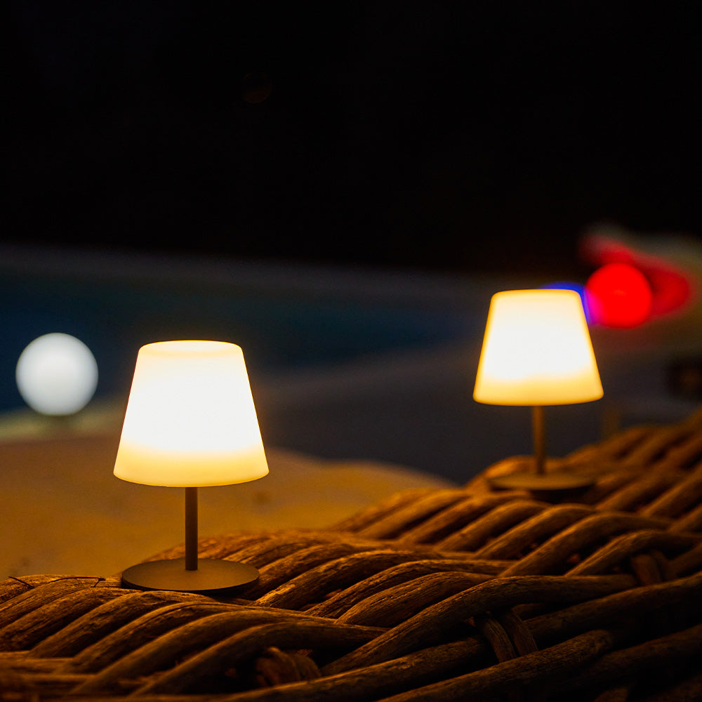Red Deco Twins H16cm pack 2 lampes sans fil gris blanc chaud