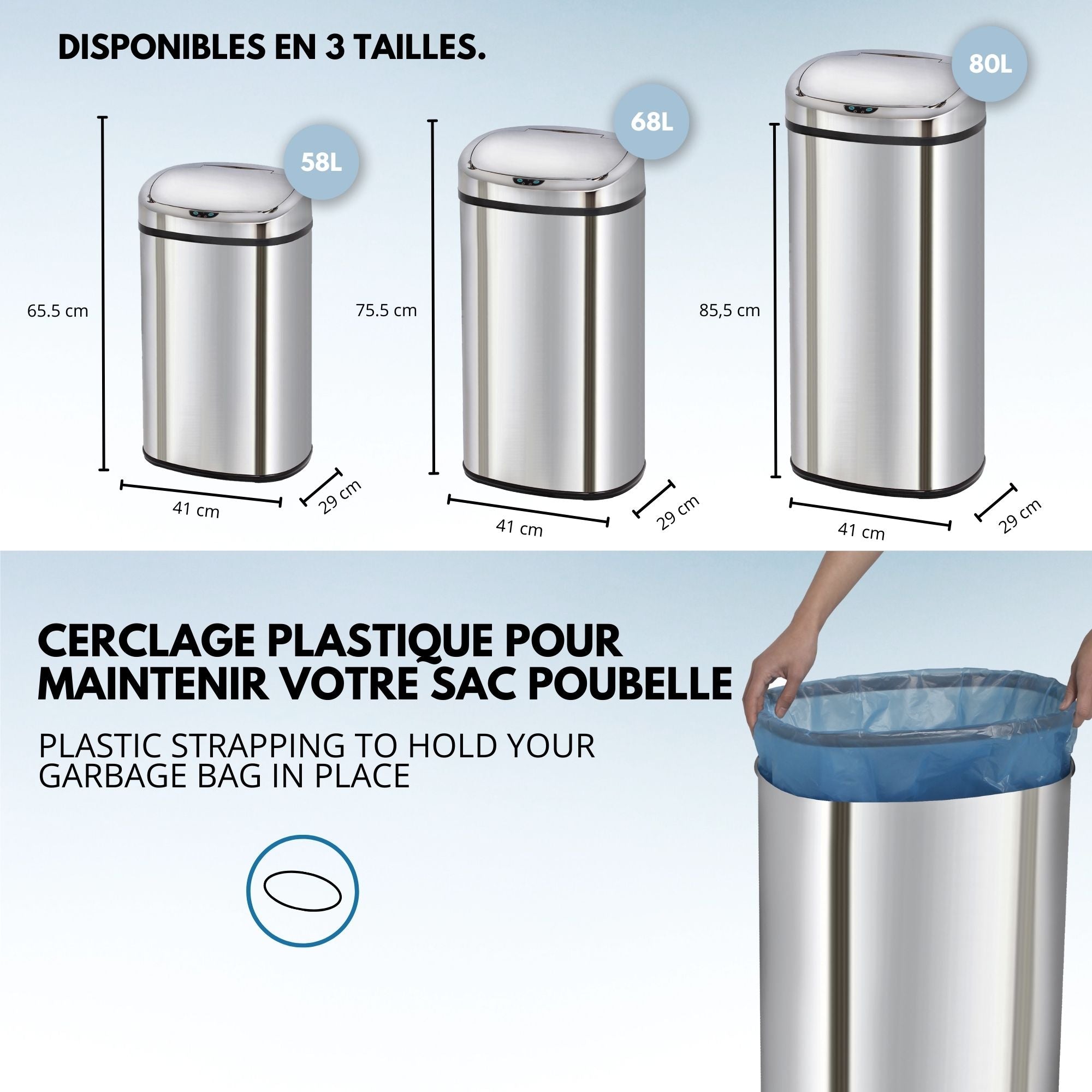 Red Deco Majestic 68L poubelle automatique inox