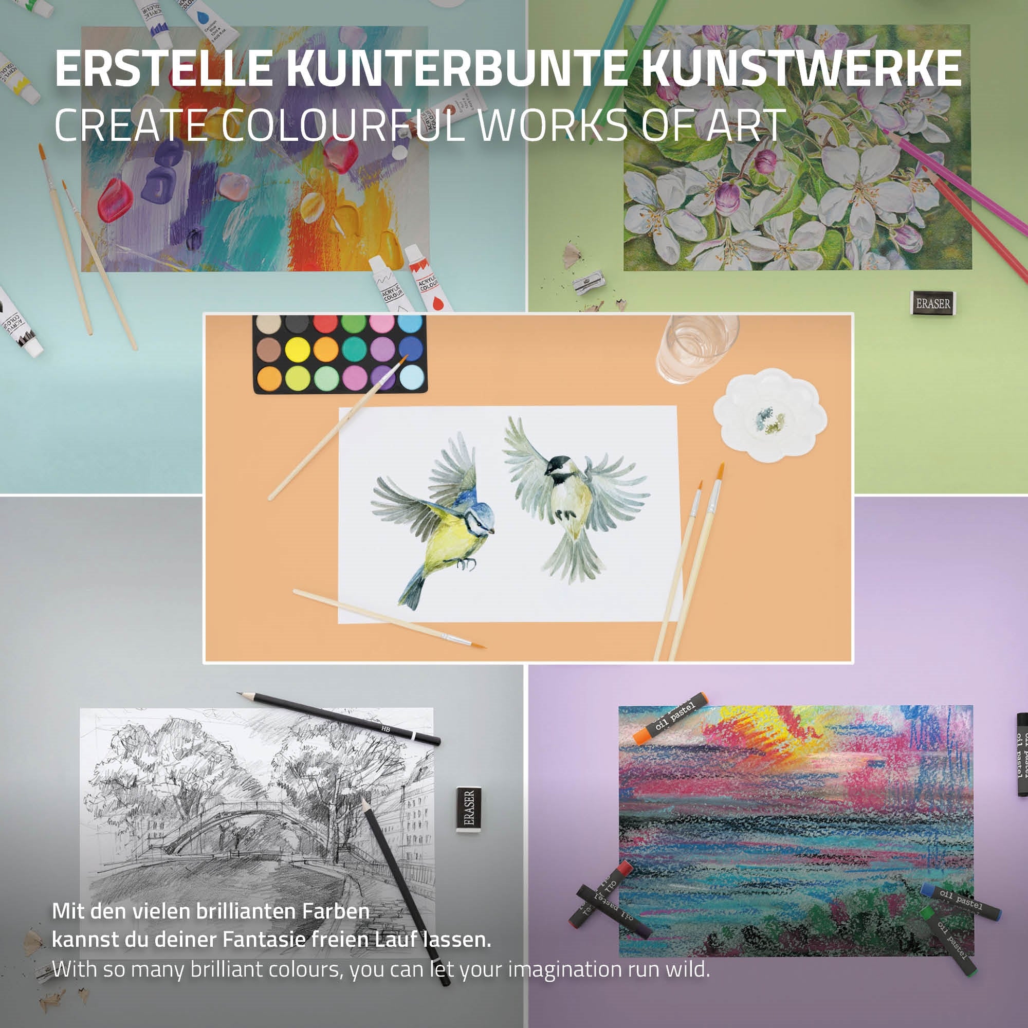 ECD Kinder chevalet 156 cm + kit peinture 140 pièces