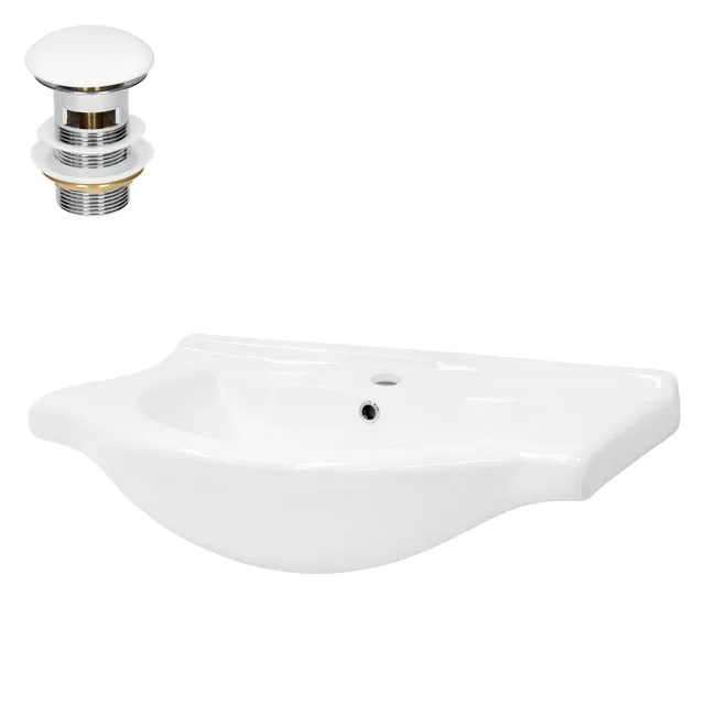 ECD Germany Sanitär ML-Design lavabo blanc 77x51,5 cm avec bonde