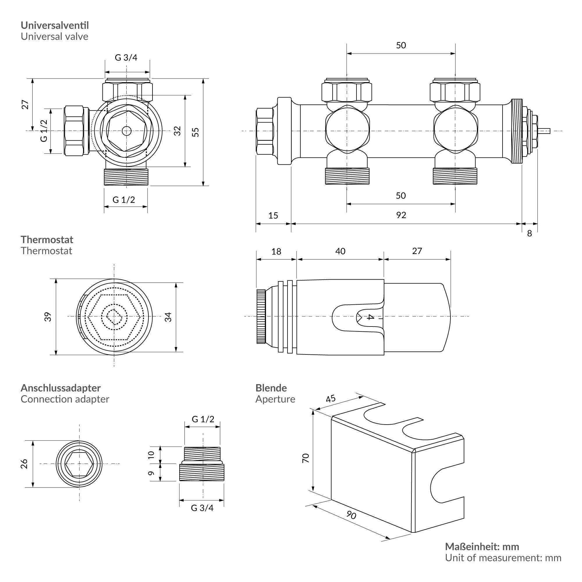 ECD Germany Heizungen kit vanne multiblock noir universel