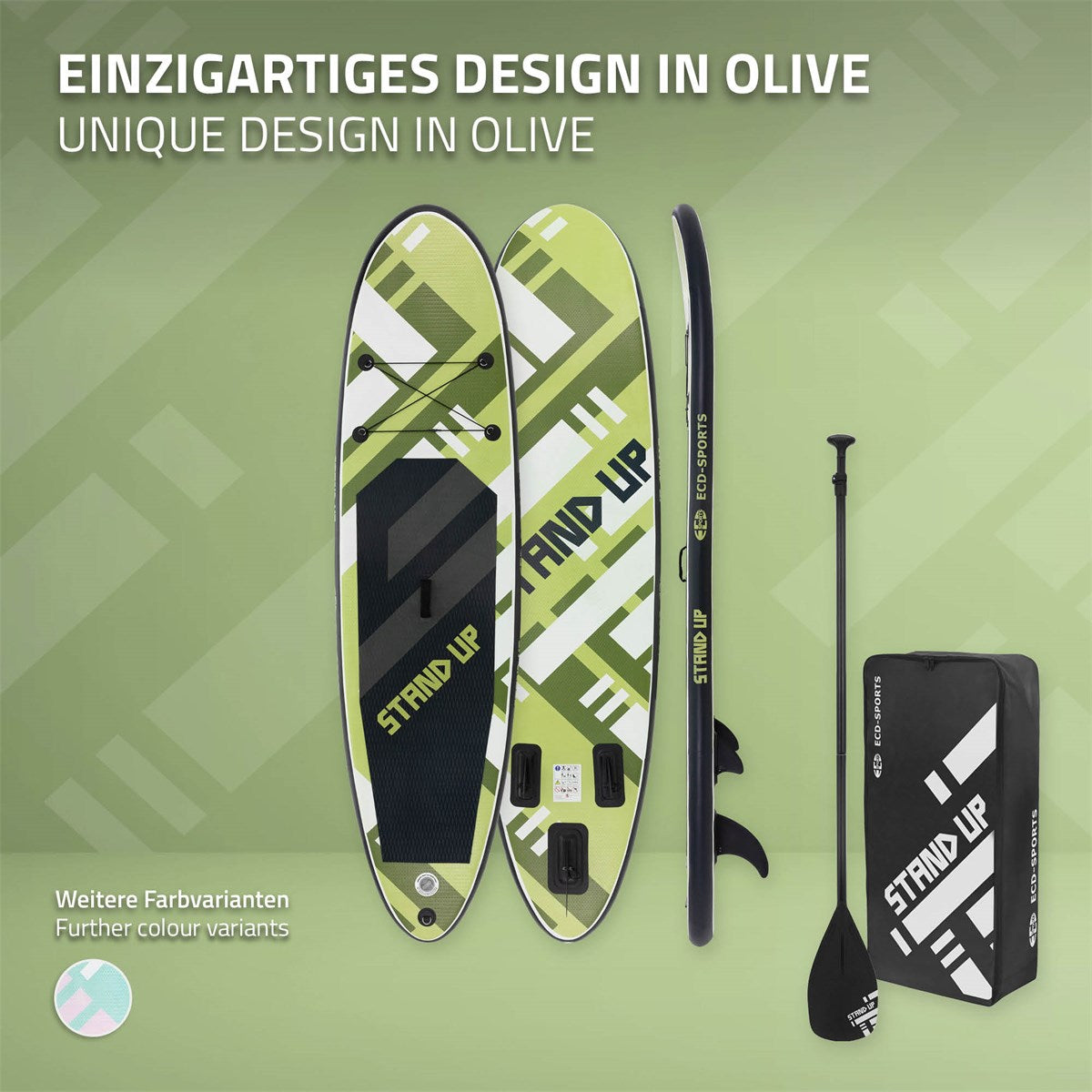 ECD Germany SUP gonflable olive 308 cm PVC avec pompe et sac