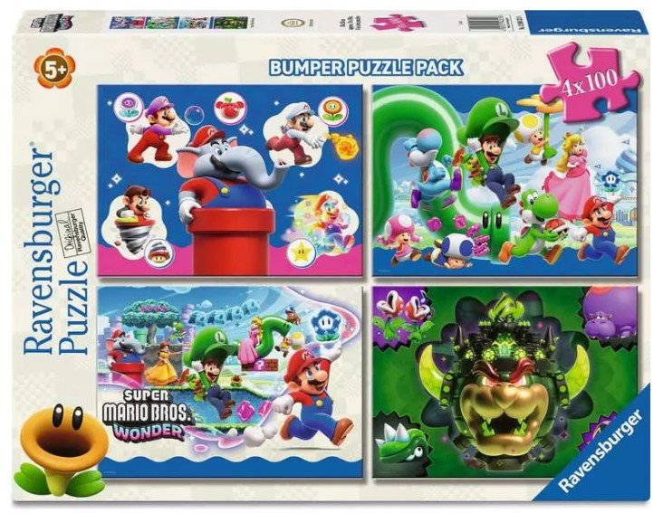 Super Mario Wonder Lot 4 Puzzles 100 Pièces Enfant