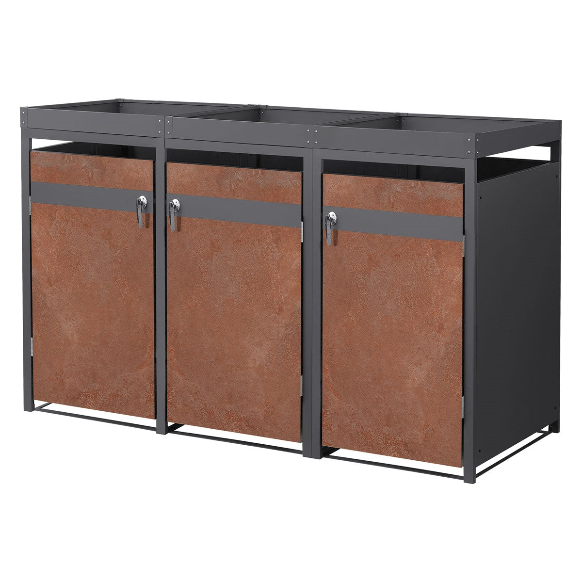 ECD Germany Garten Cache-poubelle triple rouille 200 cm