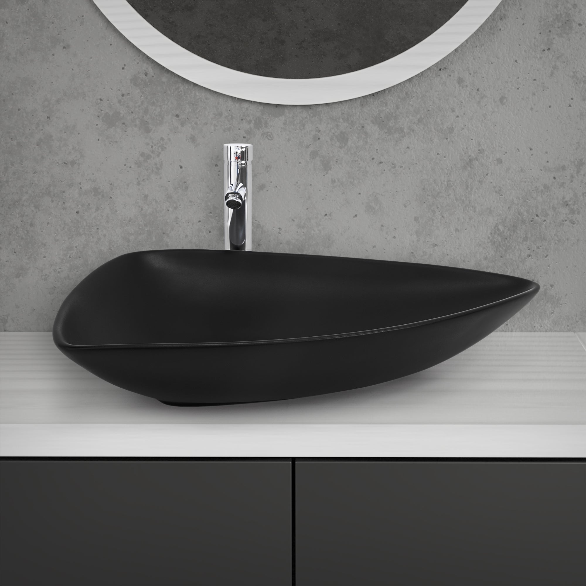 ECD Germany Sanitär lavabo noir céramique 69x46 cm triangle