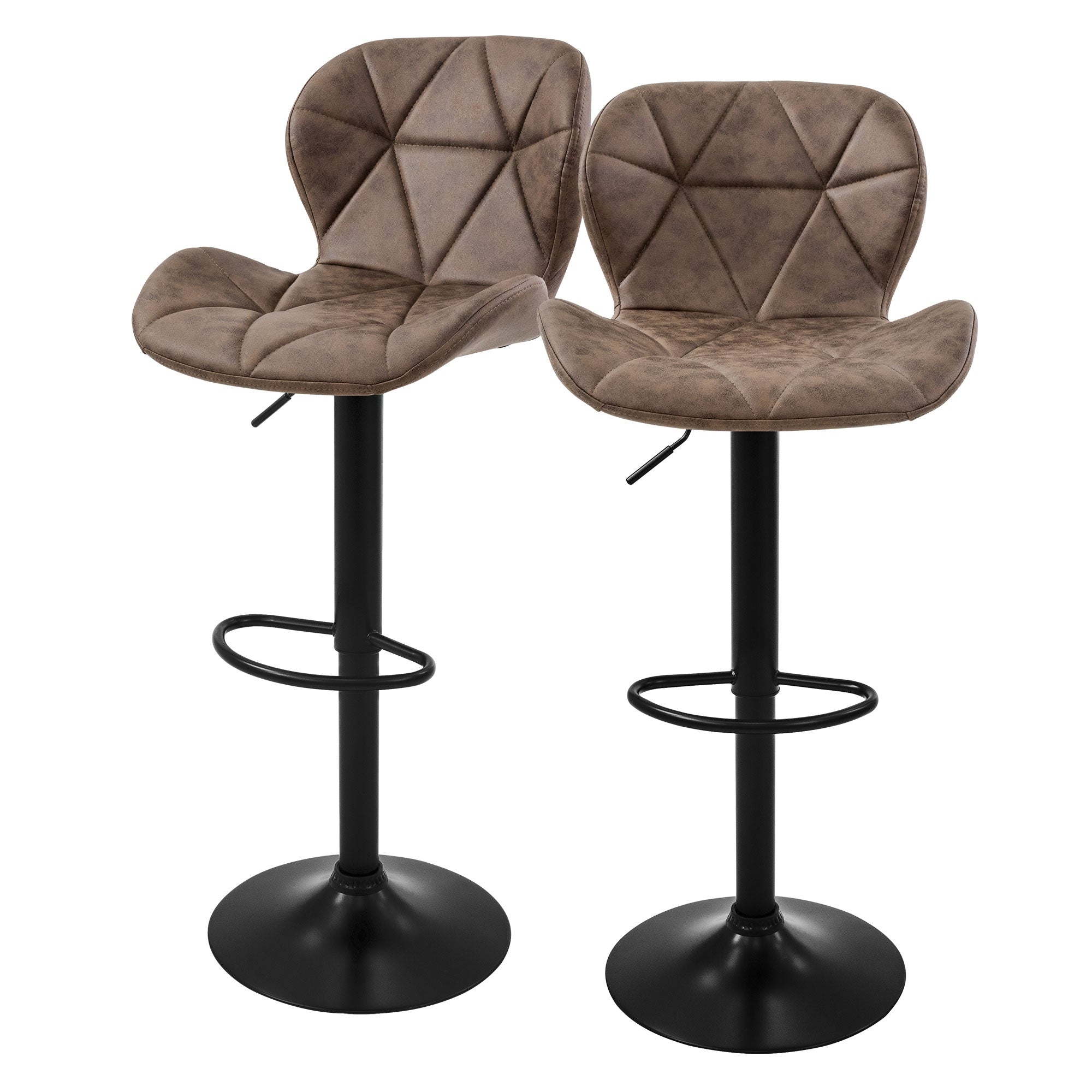 ECD Germany Möbel Tabouret Bar Velours Noir Réglable Lot 2 Dossier