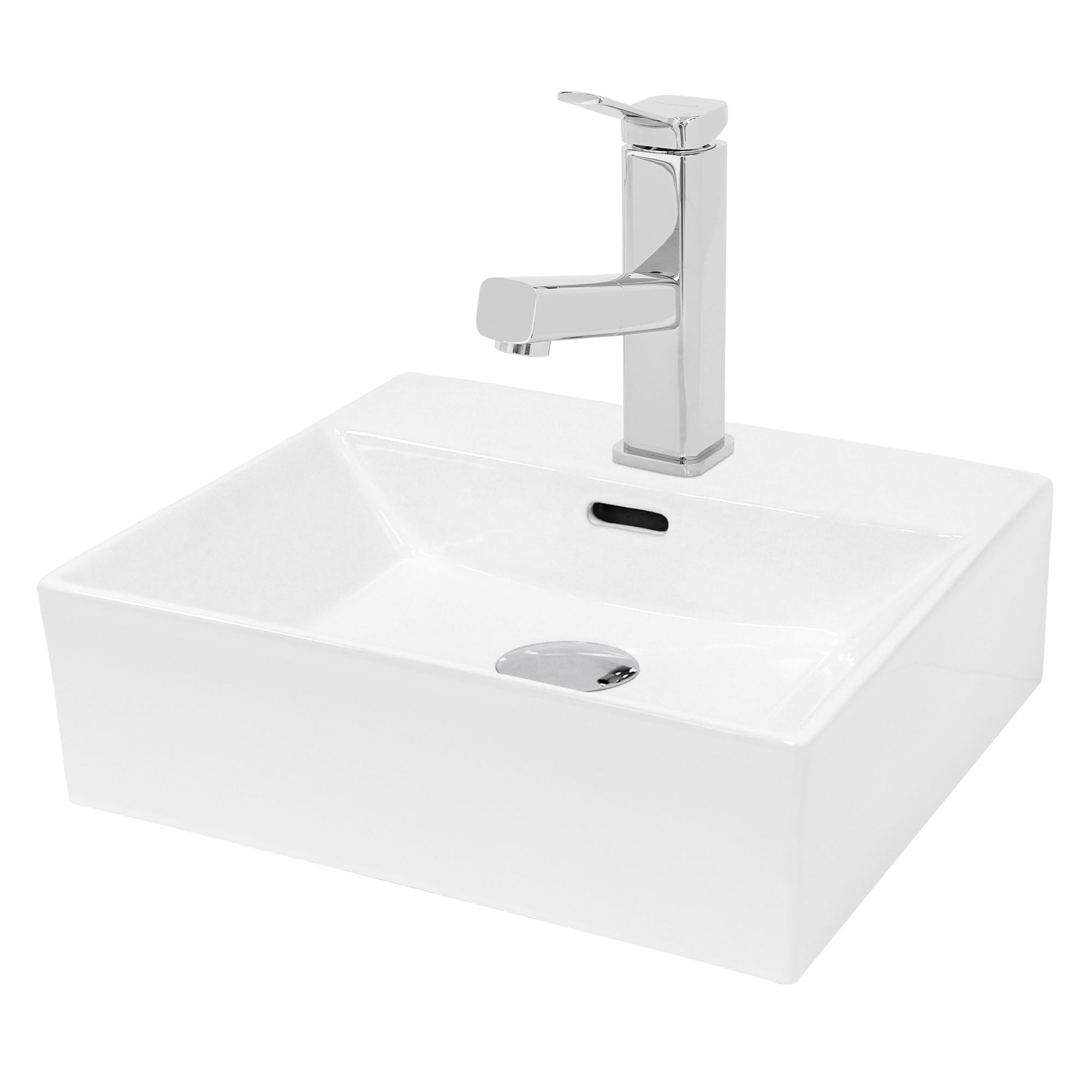 ECD Germany Sanitär lavabo céramique 41,5x36cm blanc + robinet