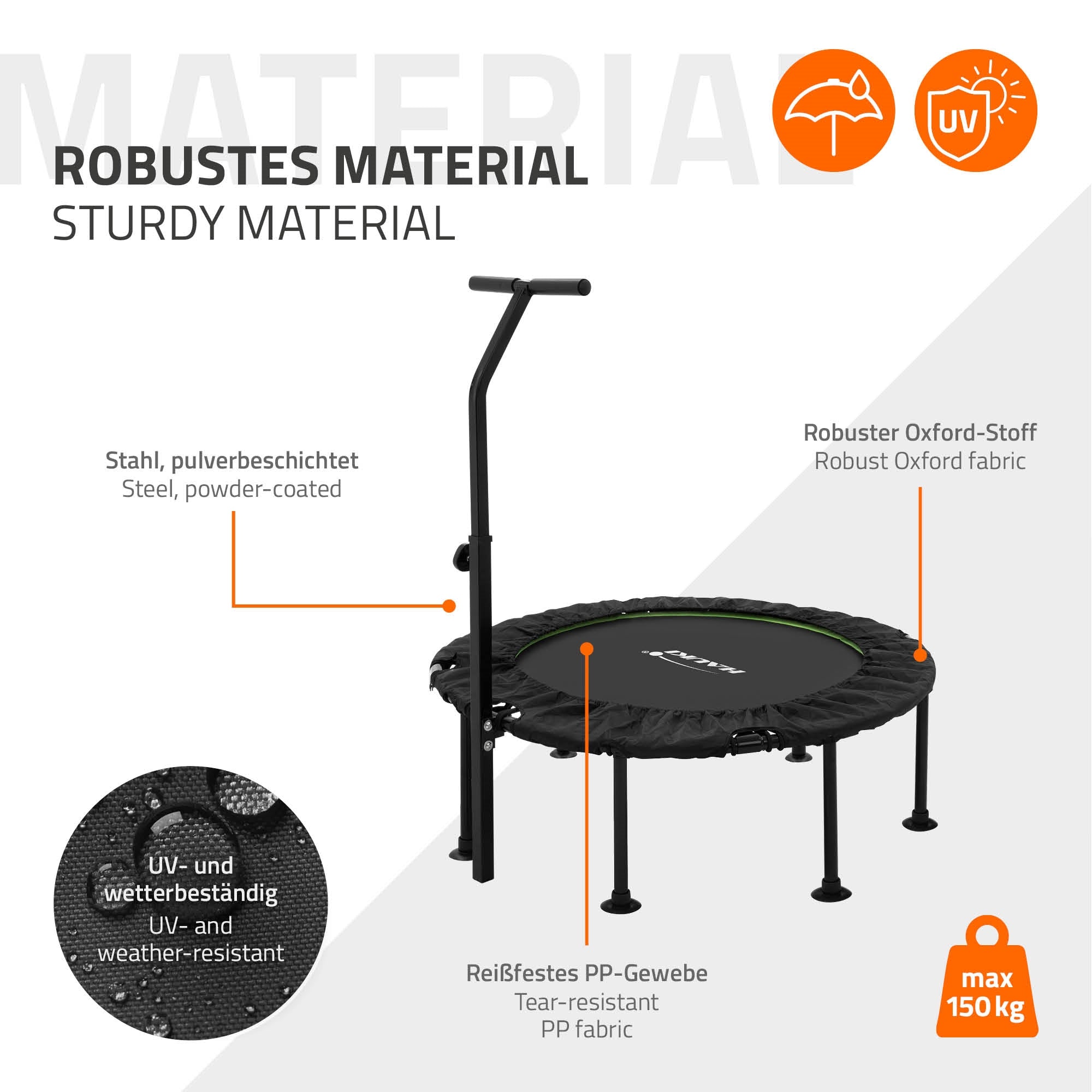 ECD Germany Hauki trampoline 102 cm vert avec barre
