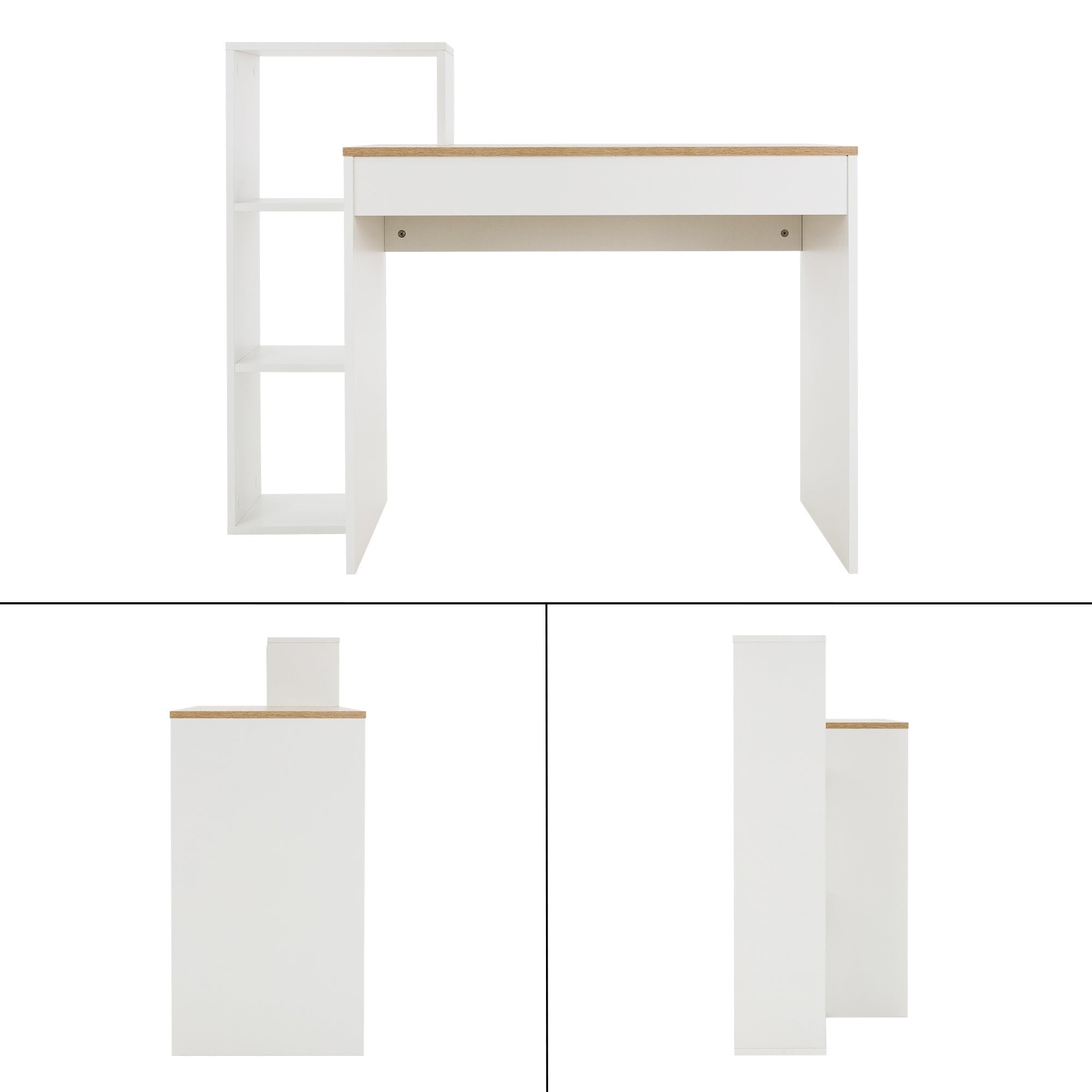 ECD Germany Möbel bureau blanc chêne sonoma 110 cm avec étagère