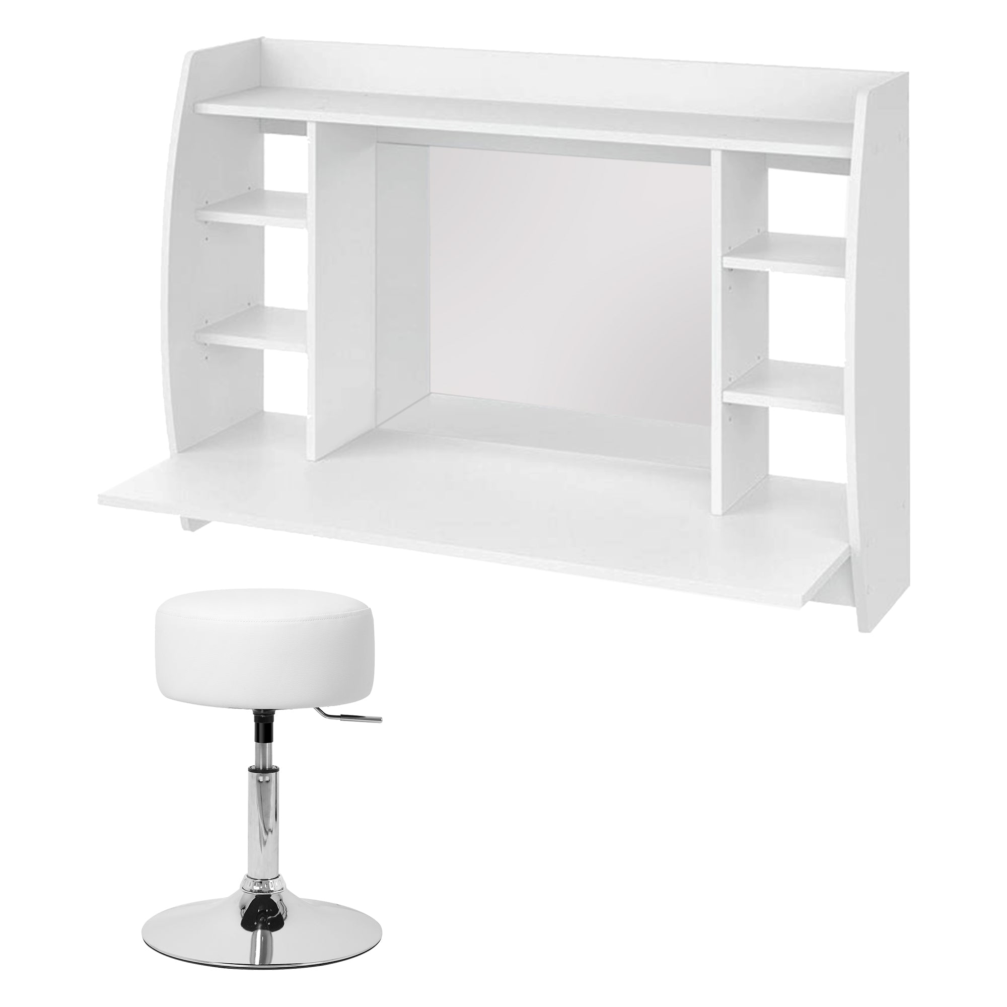 ECD Germany Möbel Coiffeuse murale blanche 110 cm avec miroir