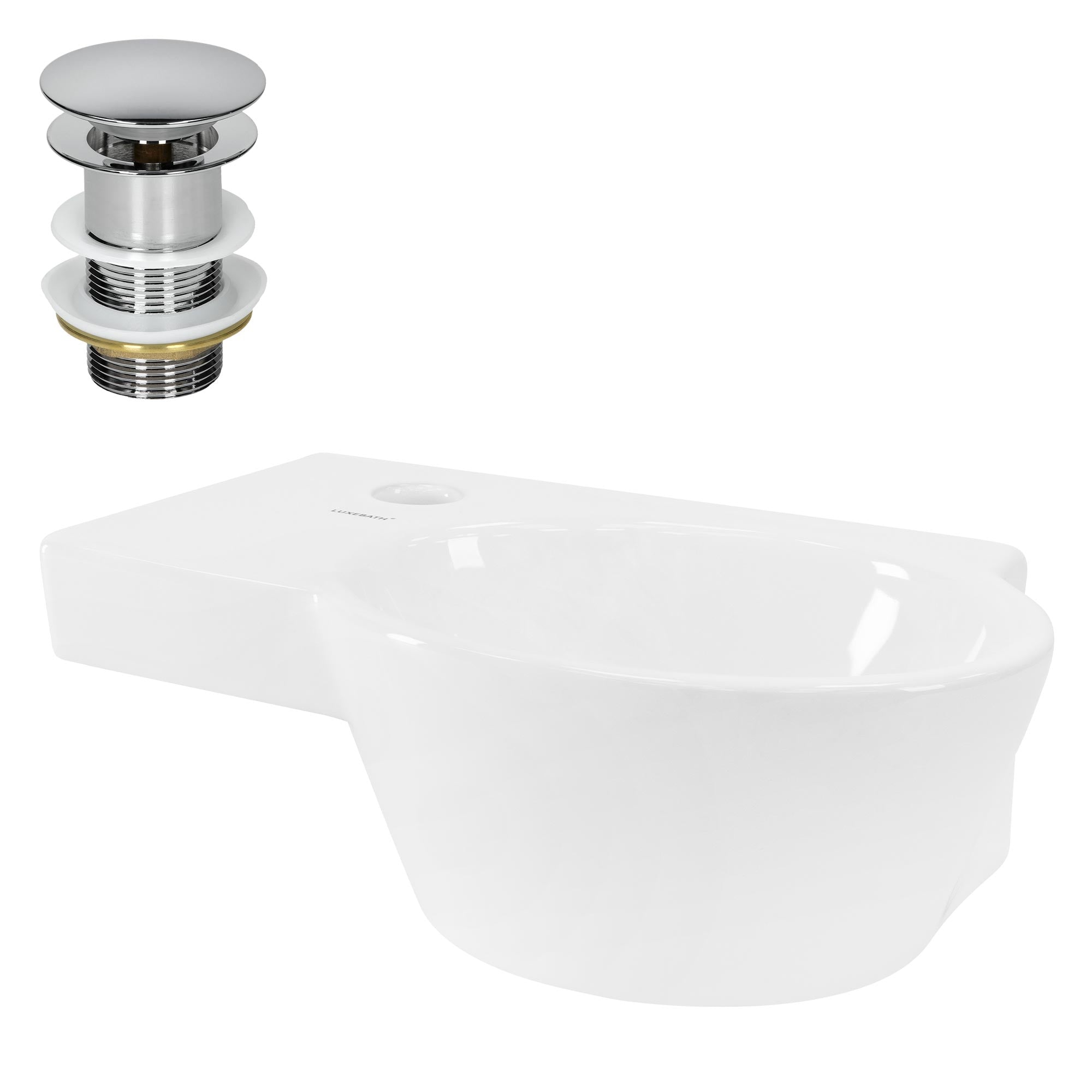 ECD Germany Sanitär lave-mains blanc 37,5 cm céramique avec bonde