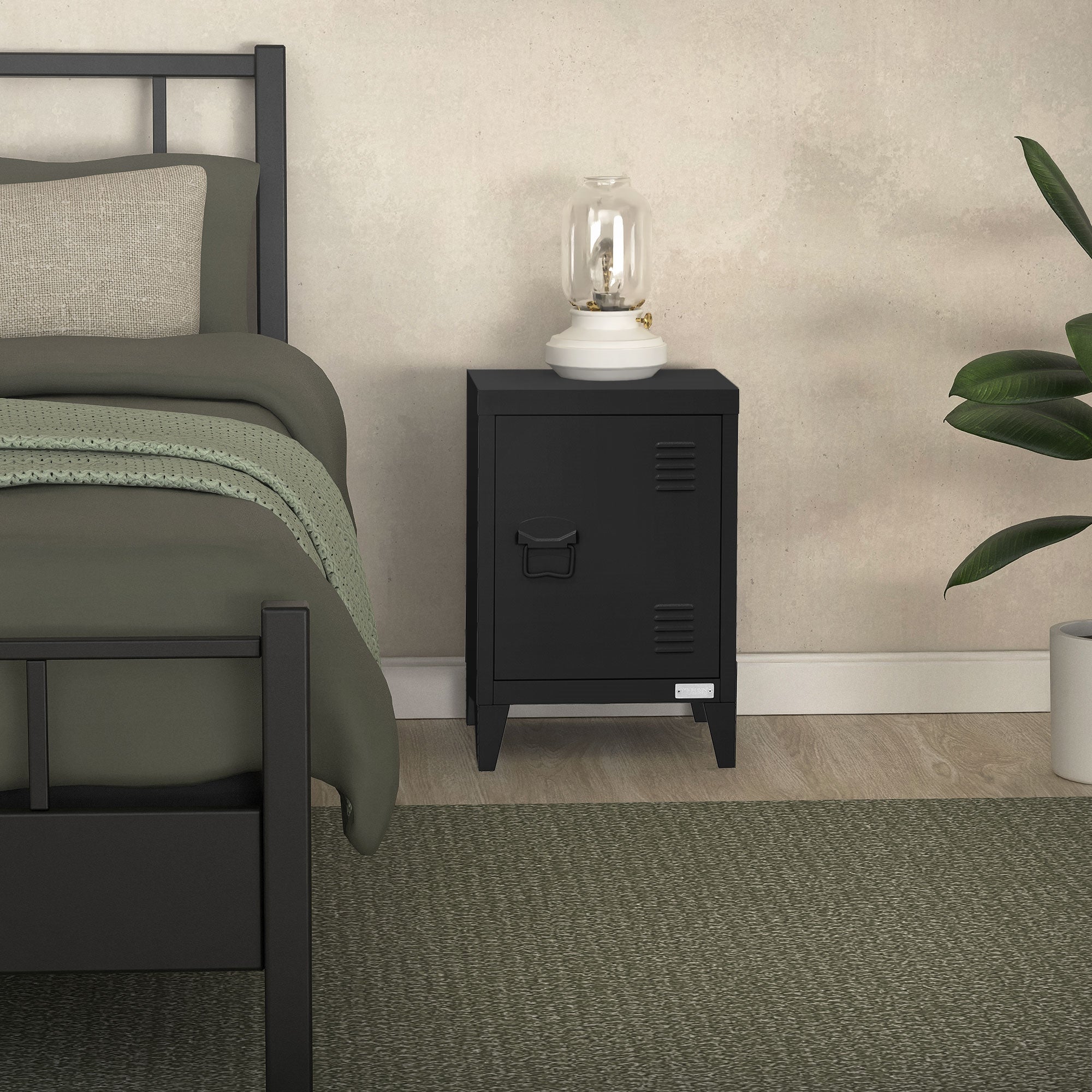 ML-Design table de chevet acier noire 40x30x58 cm