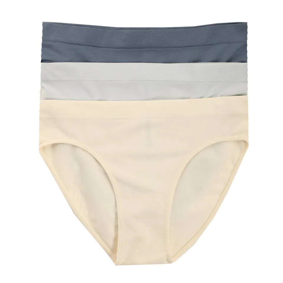 Stokomani Mode Lot de 3 slips femme bleu S/M coton