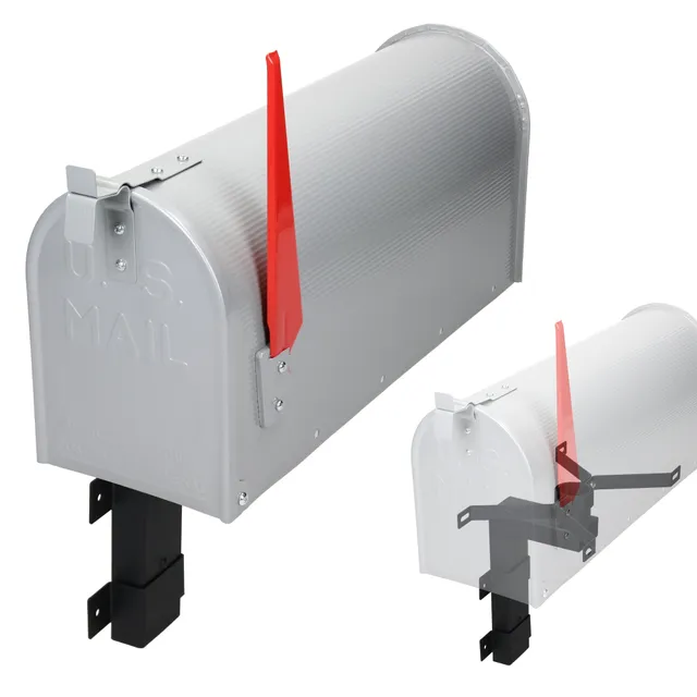 ML-Design Mailbox US boîte aux lettres gris alu + support