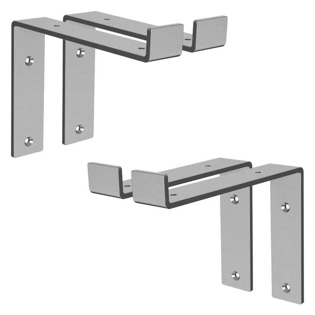 ECD Germany Möbel consoles murales acier gris 200 mm lot de 4