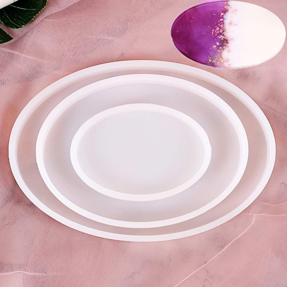 Milisten Art & Crafts Lot 3 Moules silicone ovales blanc