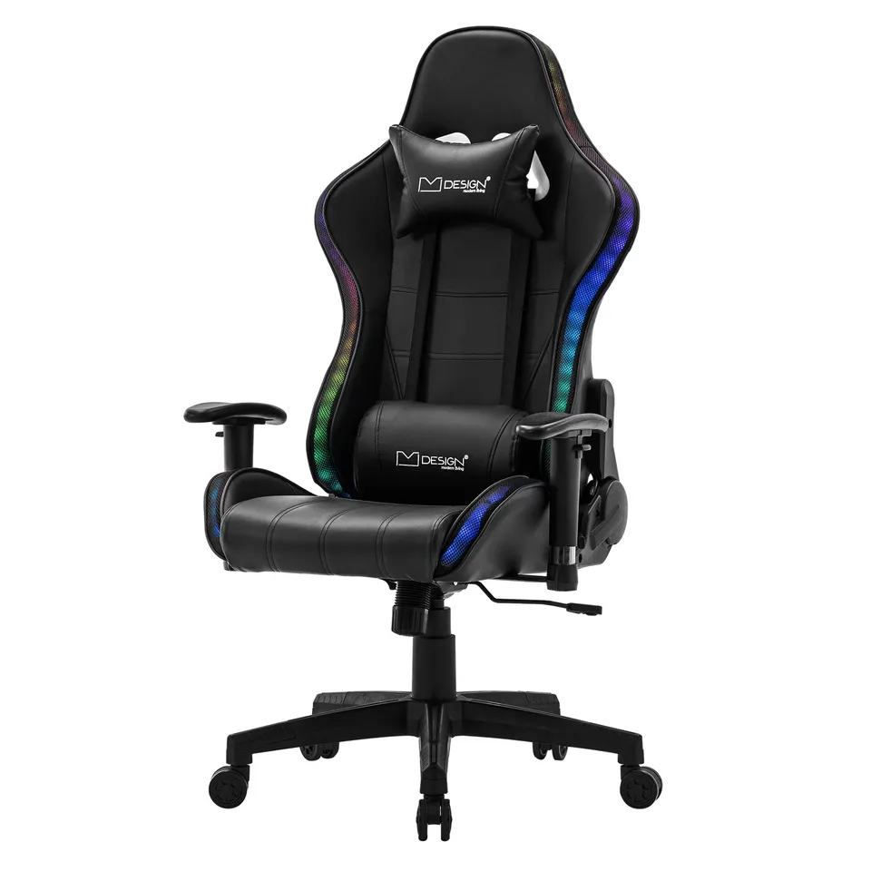 ECD Germany Möbel chaise gaming PVC RGB LED bluetooth noir rouge