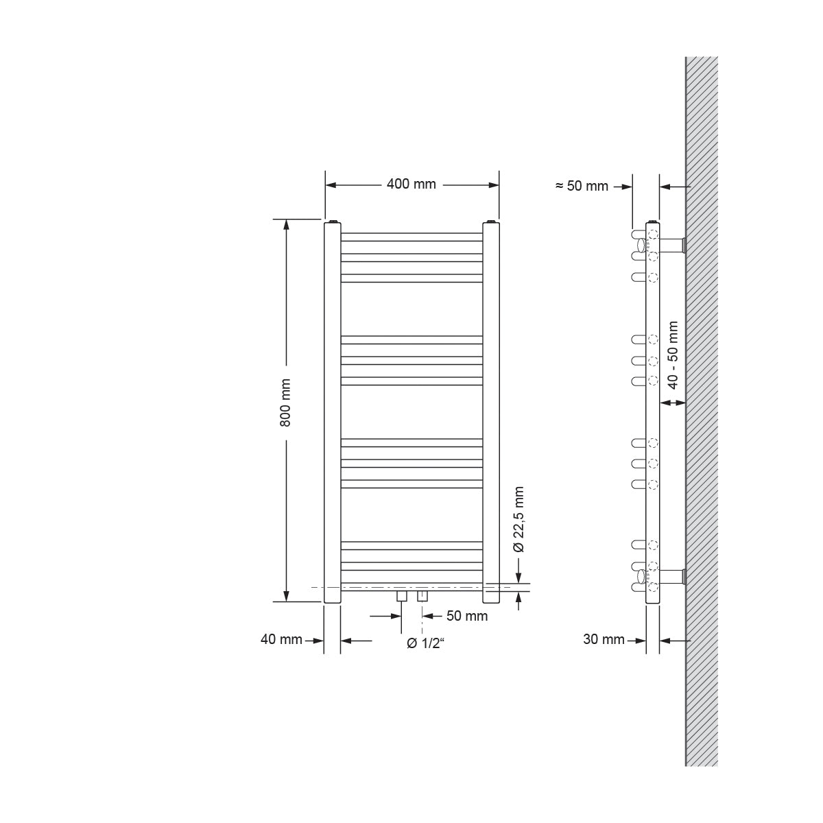 ECD Germany Heizungen radiateur salle de bain 400x800 anthracite cintré