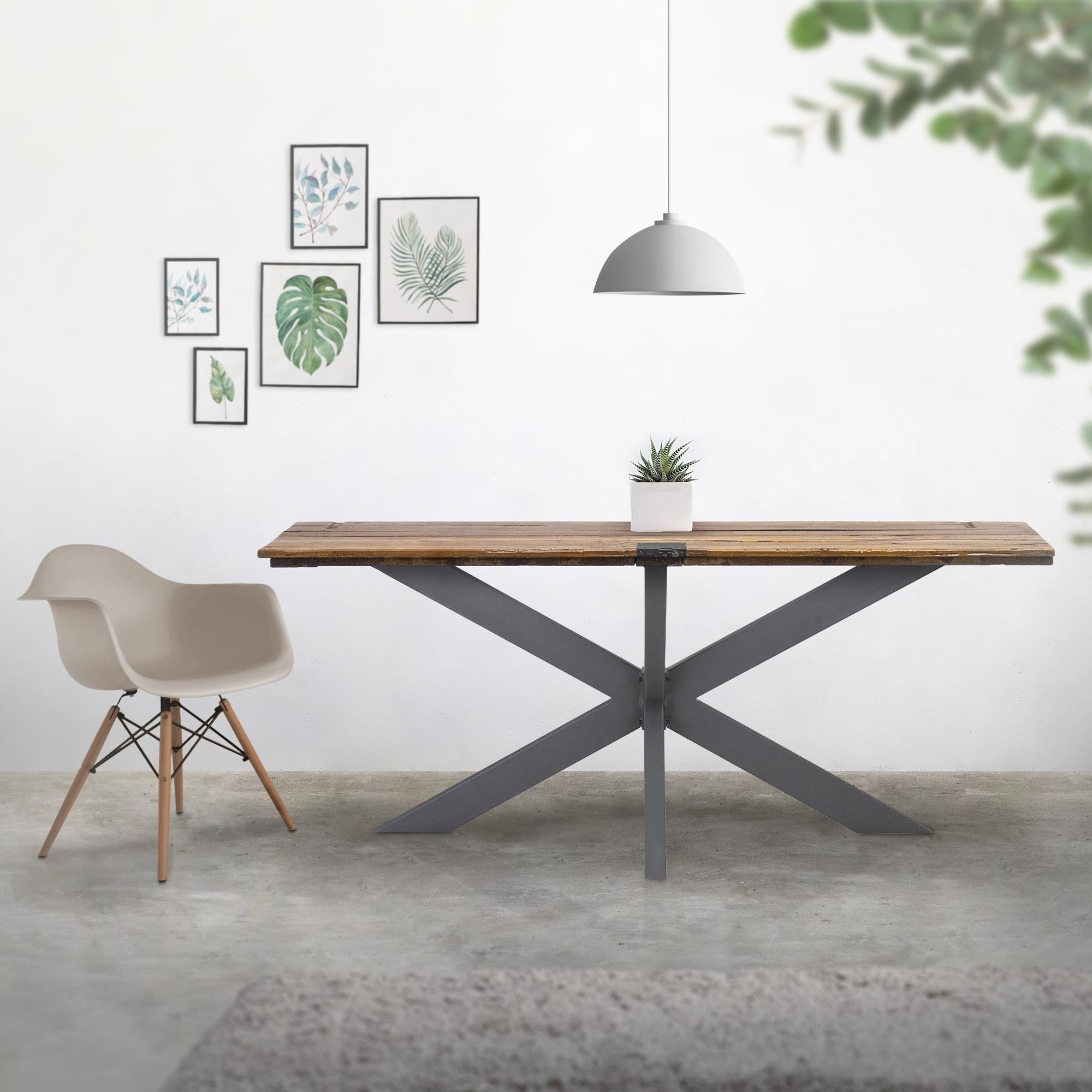 ECD Germany Möbel Pieds Table X-Design Anthracite Métal 200 kg
