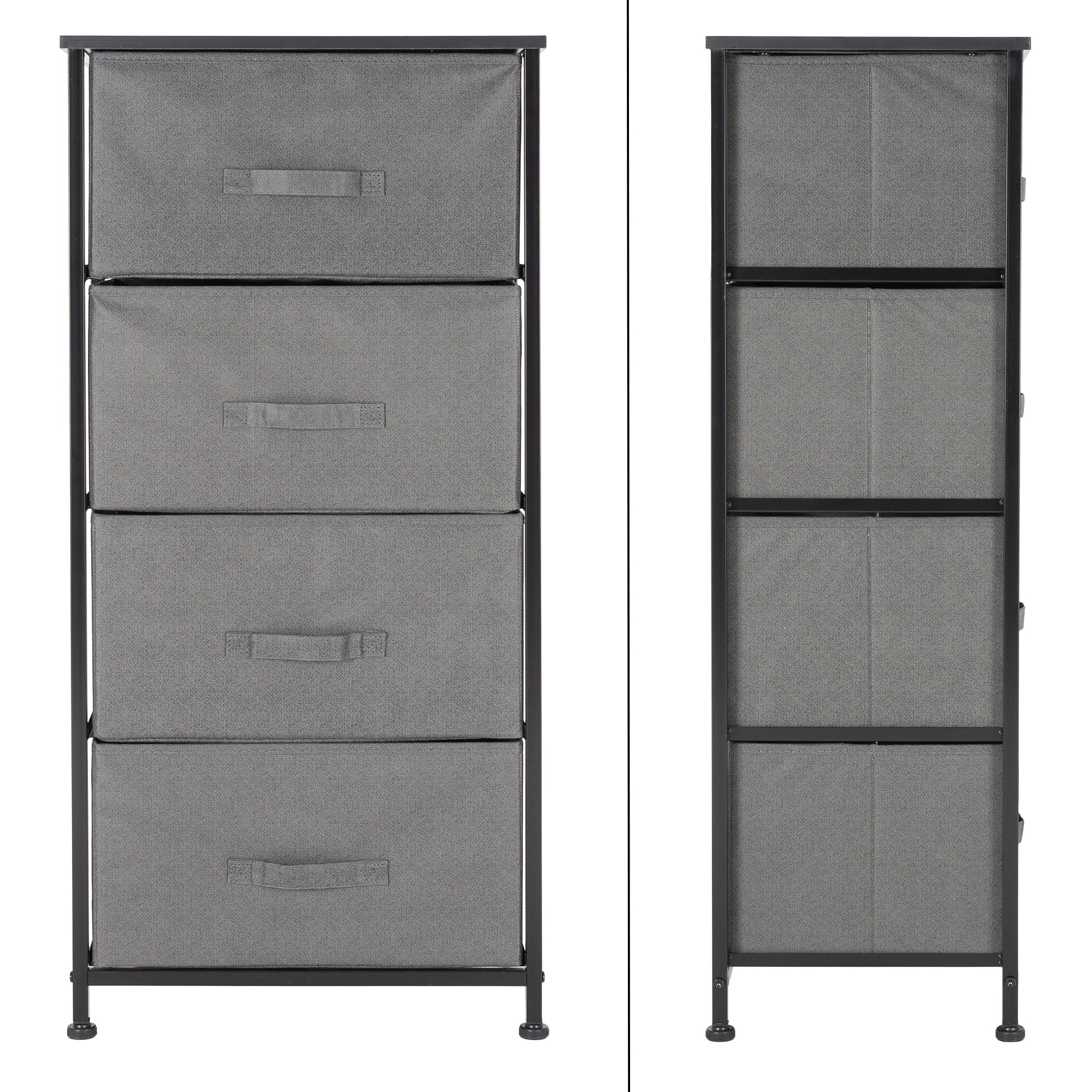 ECD Germany Möbel Commode 4 Tiroirs Gris 45x30x94 cm MDF