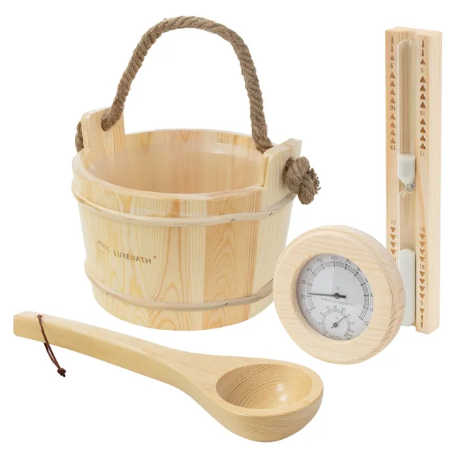 ECD Germany LuxeBath kit sauna 4 pièces pin seau 4L