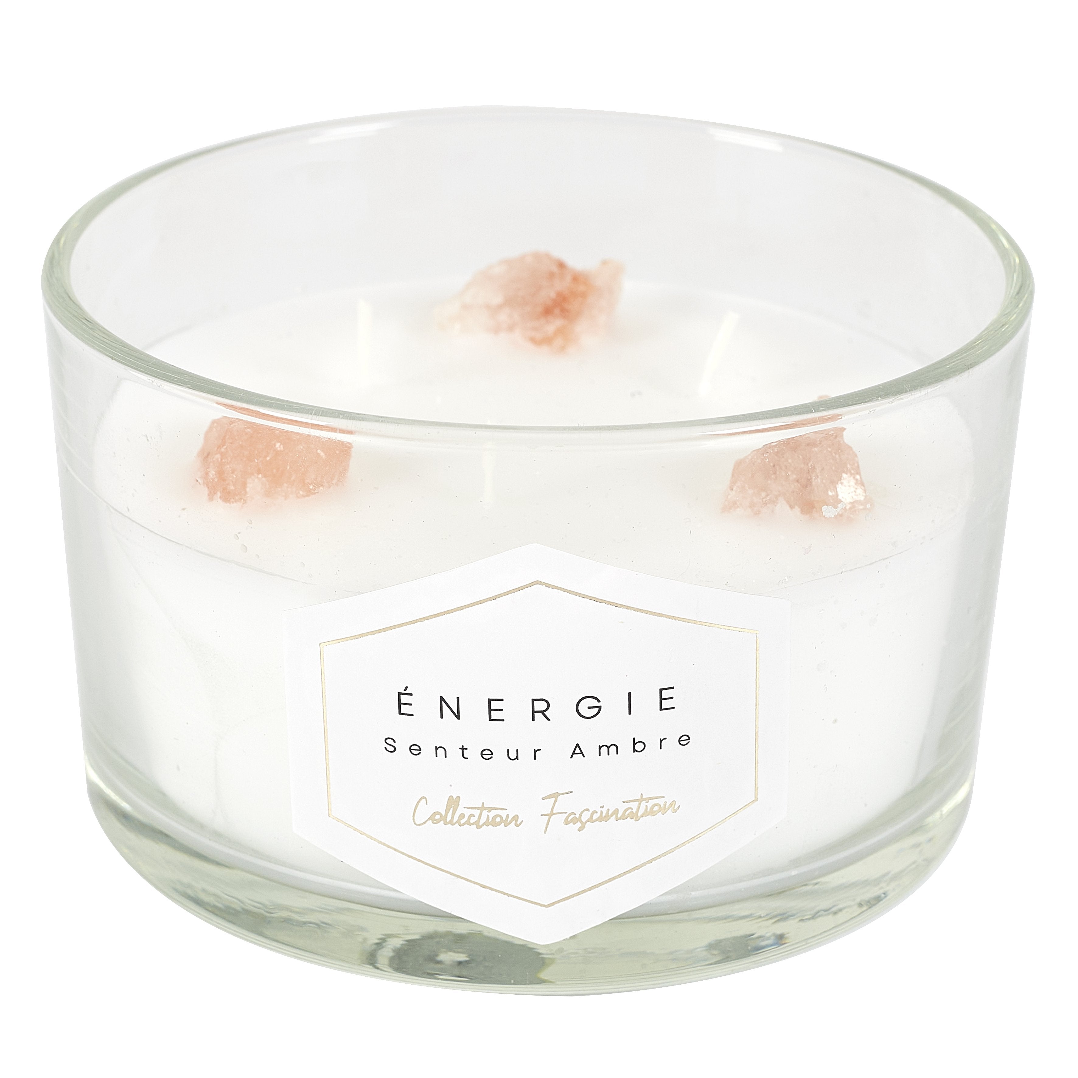 Stokomani Maison bougie parfumée 3 mèches pierres jasmin