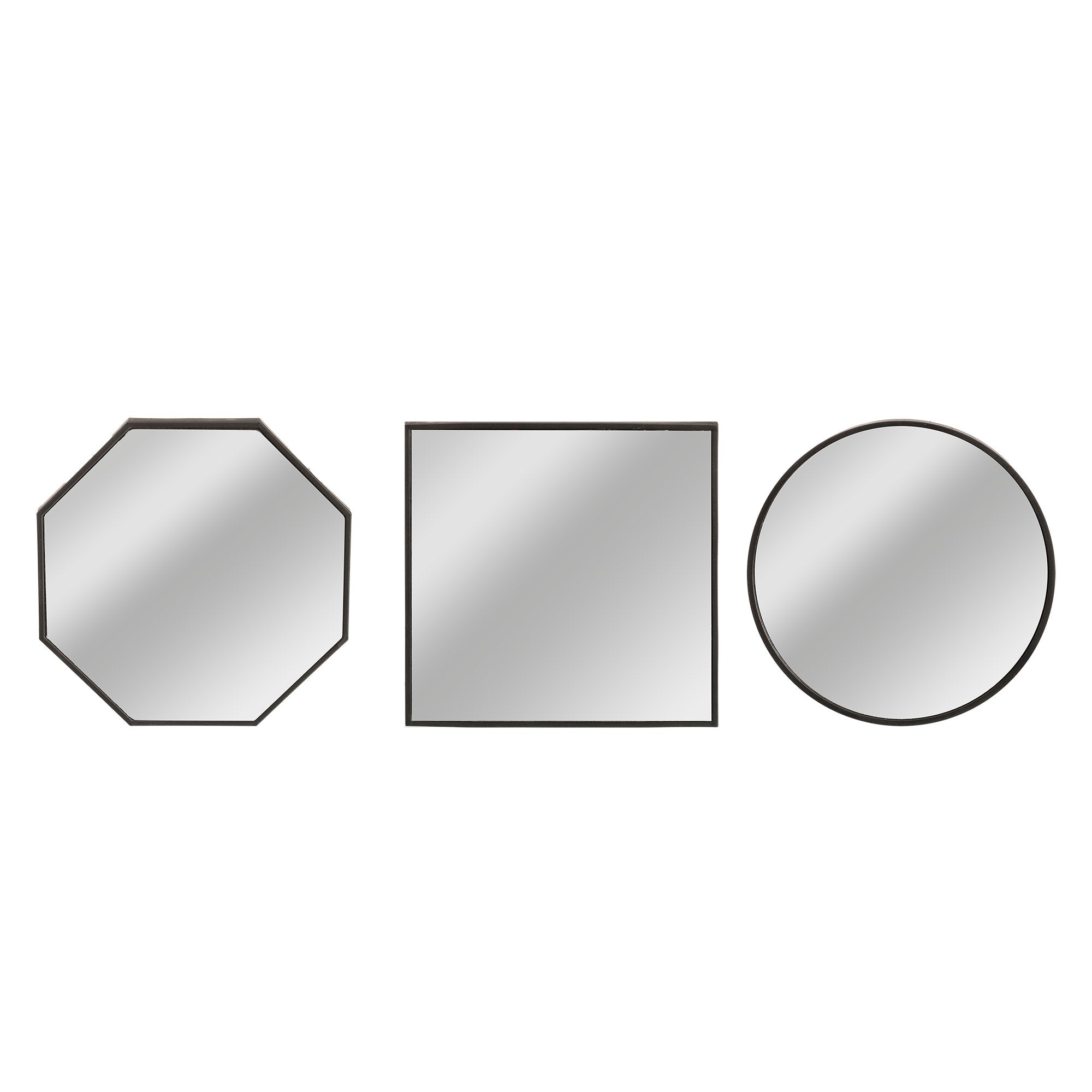 Stokomani Maison Set 3 miroirs noirs 25x25 cm déco