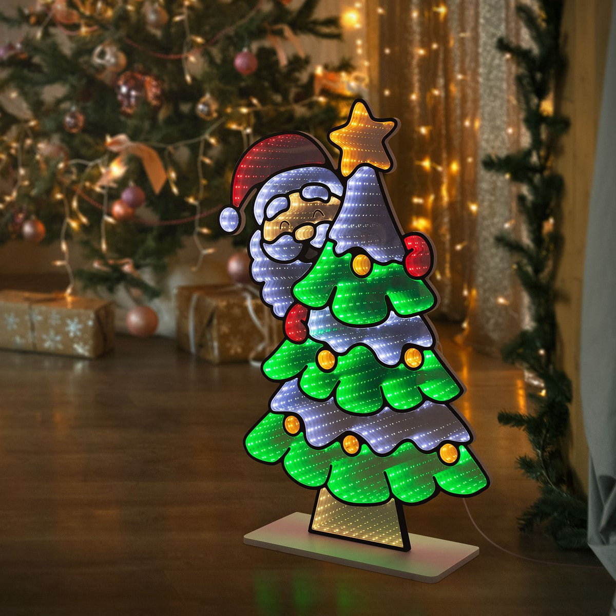 ECD Germany sapin Noël LED 58x80 cm miroir infini Père Noël