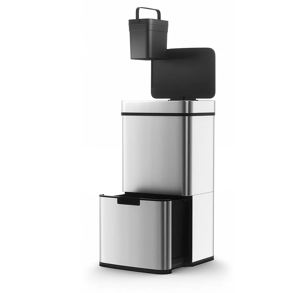 Red Deco NARVIK 75L poubelle inox automatique tri sélectif
